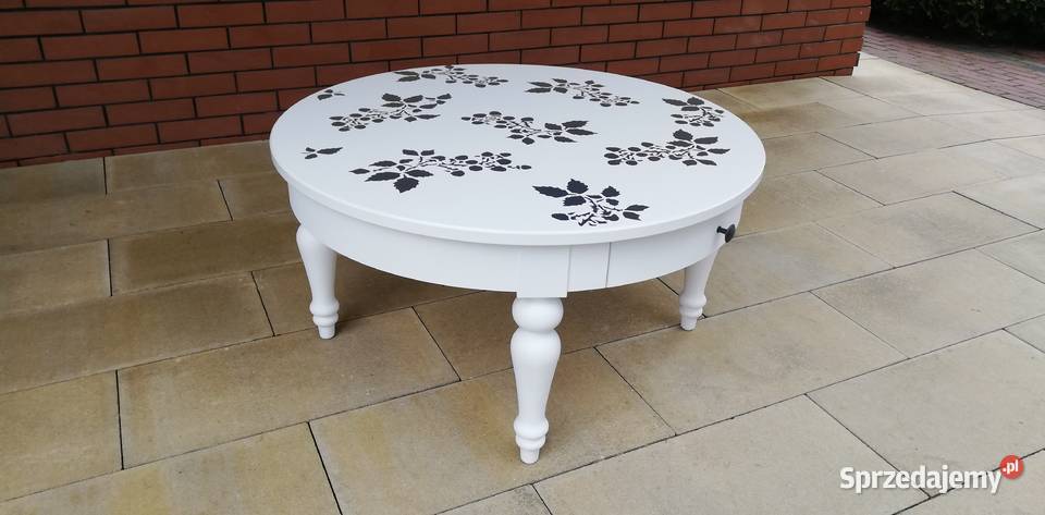Stolik z szufladą okrągły biały kawowy stół Stoliki kawowe i ławy Garwolin