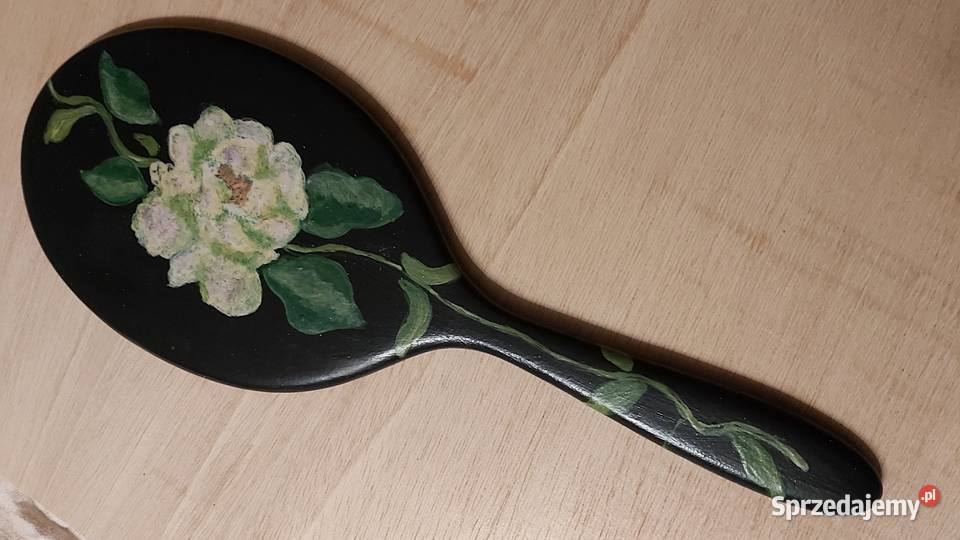 Lusterko owalne w drewnianej ramie duże z rączką