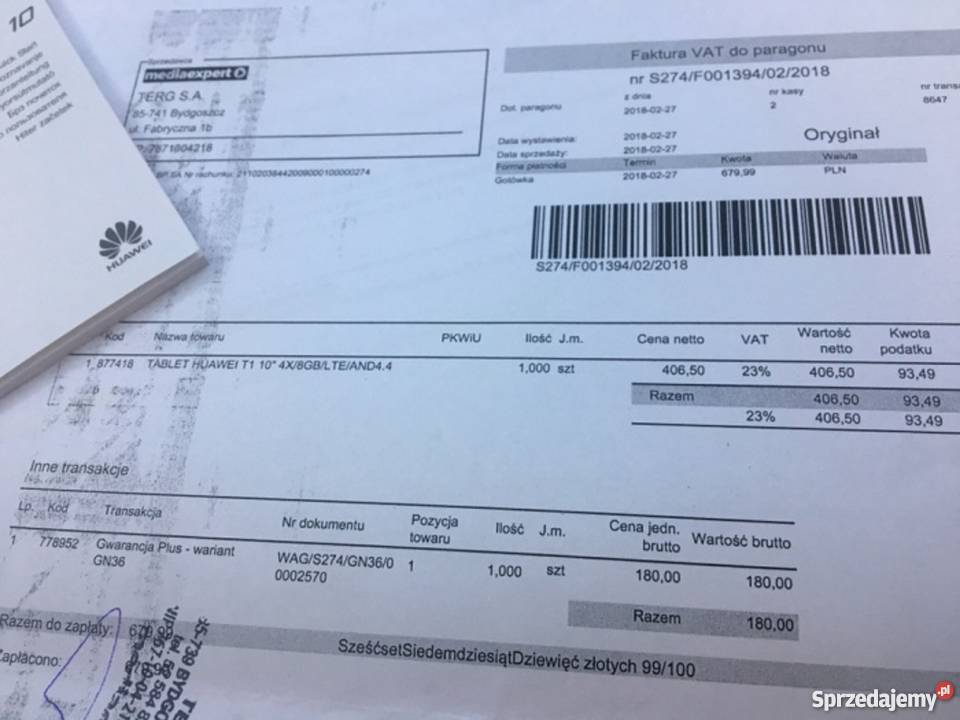 Tablet huawei Media Pad T1 10 3G Komputery i Akcesoria kujawsko-pomorskie Bydgoszcz sprzedam