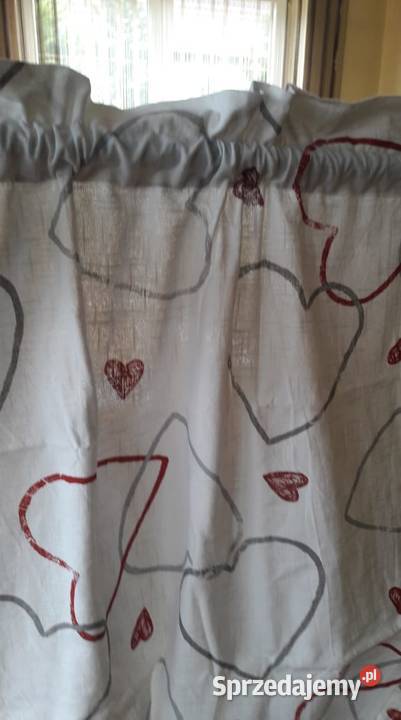 Panel bawełniany serduszka zasłona biała 70x220 mazowieckie