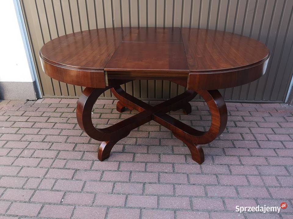 Stół ArtDeco Polski 114 Okrągły Orzech Stary Meble Swarzędz