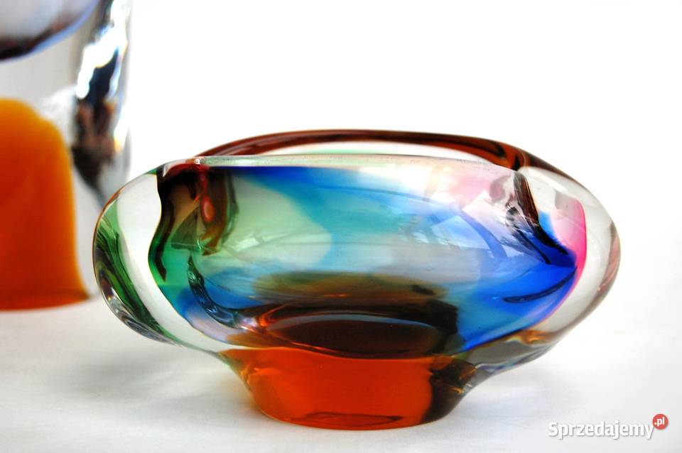 Wazon i popielniczka szkło kryształ Bohemia