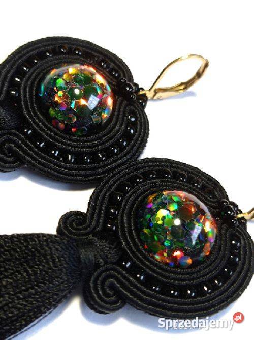 KOLCZYKI Z KOLOROWĄ ŻYWICĄ I CHWOSTEM SUTASZ mazowieckie Warszawa