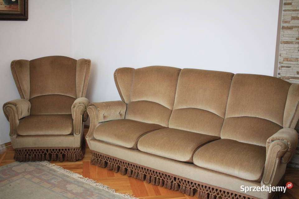Piękny komplet wypoczynkowy trójka fotel tkanina Komplety wypoczynkowe śląskie Pszczyna