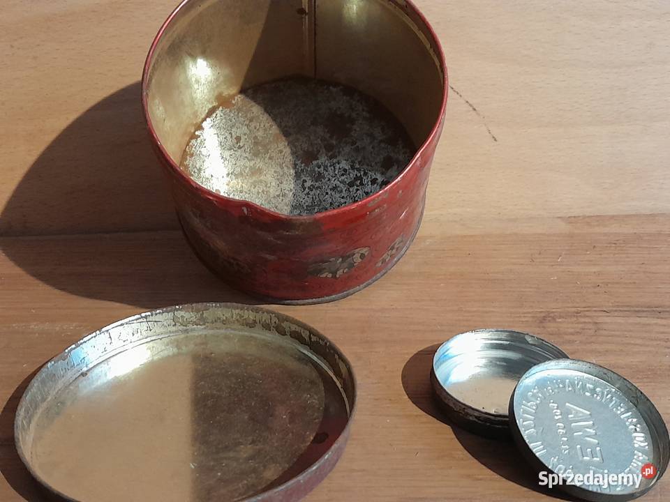 Dwa stare metalowe pudełeczka pudełko z PRL śląskie Dąbrowa Górnicza