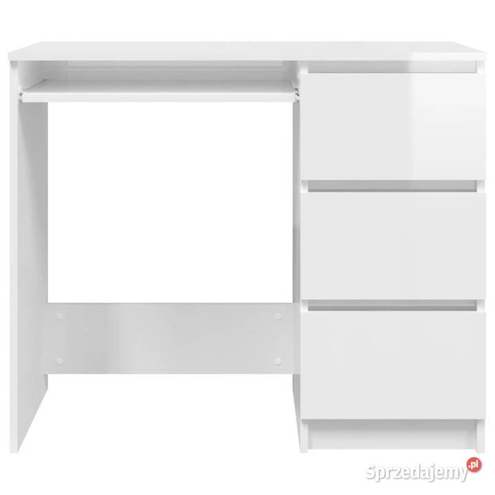 Biurko białe z połyskiem 90x45x76 materiał Warszawa