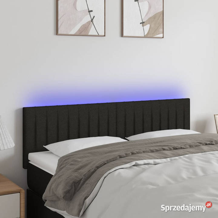 Zagłówek do łóżka z LED czarny 144x5x7888 mazowieckie Warszawa