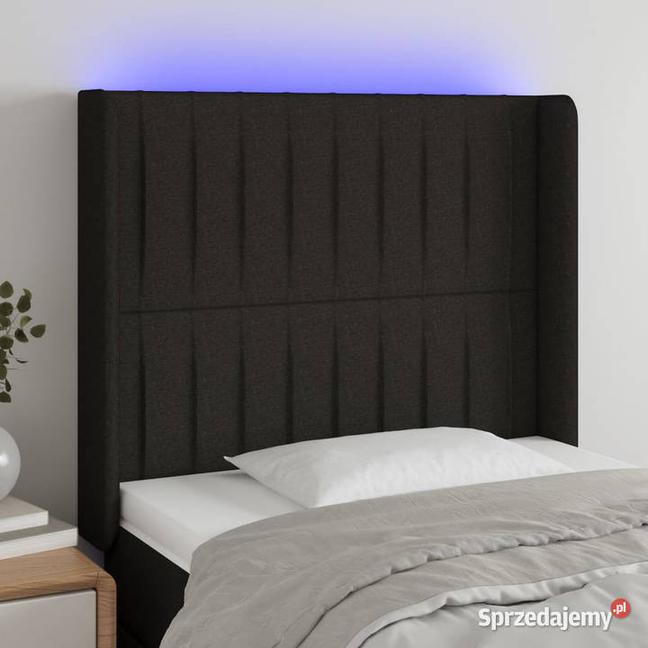 Zagłówek do łóżka z LED czarny 83x16x118128