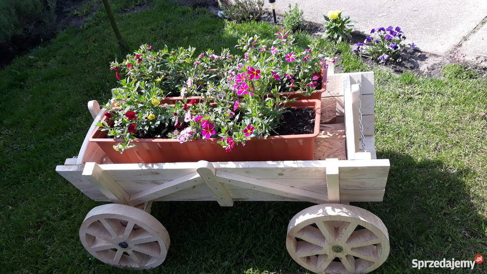 Sprzedam wóz drewniany Ozdoba do ogrodu wielkopolskie Babiak sprzedam