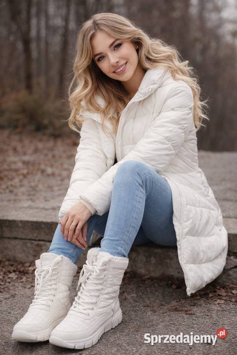 Eleganckie beżowe śniegowce na zimę nowe skóra ekologiczna Kozaki podkarpackie Białobrzegi