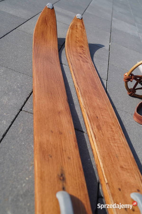 Stare narty drewniane 172 z kijkami Pruchnik sprzedam