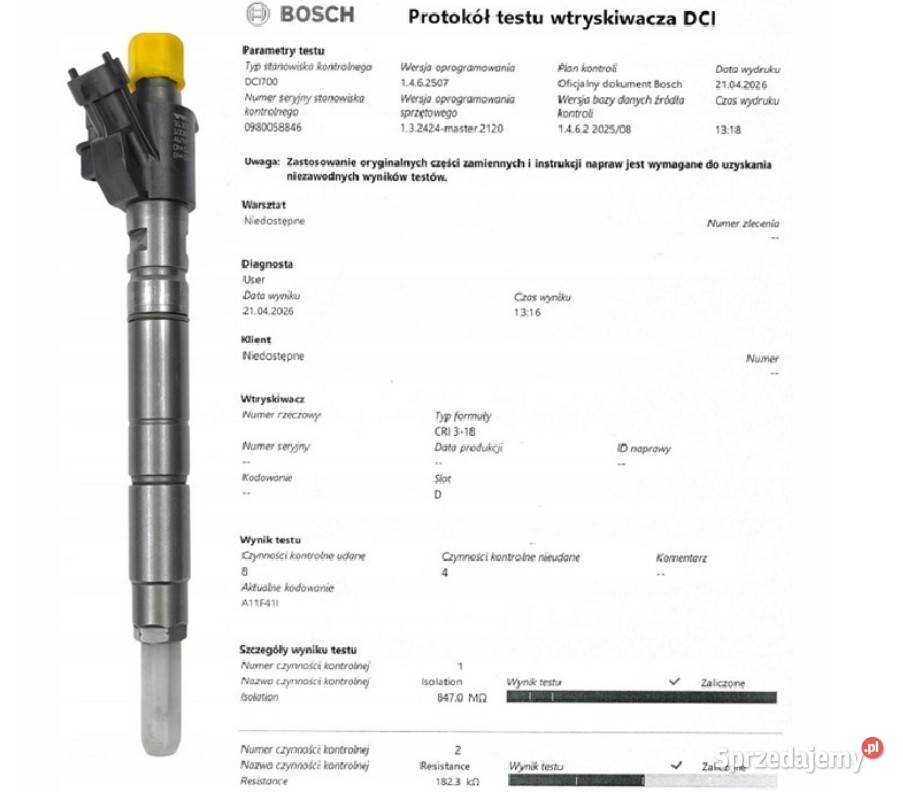 Wtryskiwacz BOSCH 0445116046 do VOLVO 20D C S V kujawsko-pomorskie Bladowo