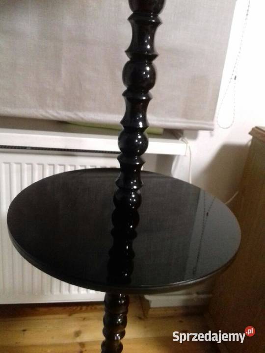 Stolik z lampą lata 60te szkłodrewno odnowiony Meble Oleśnica