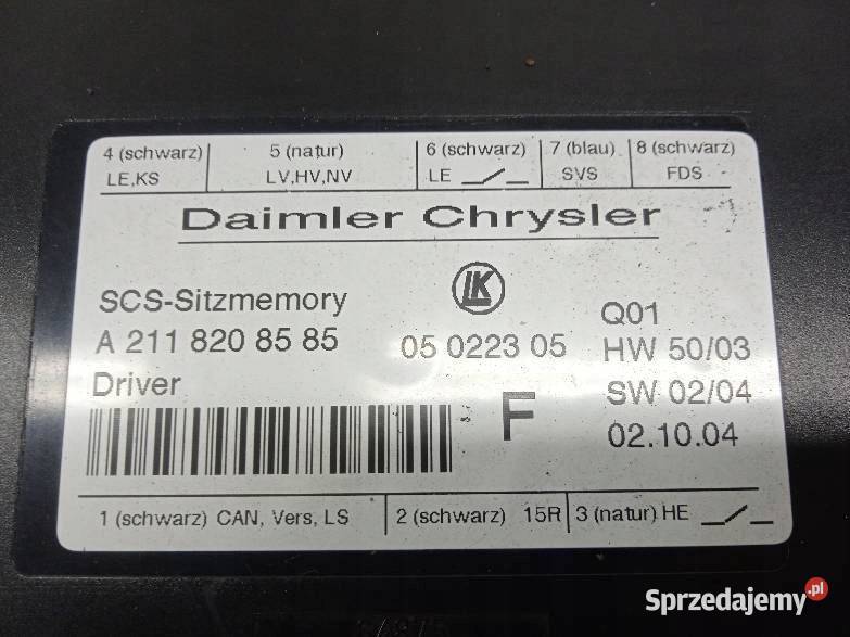 MODUŁ FOTELA A2118208585 MercedesBenz Eklasa III osobowe Układ elektryczny, zapłon