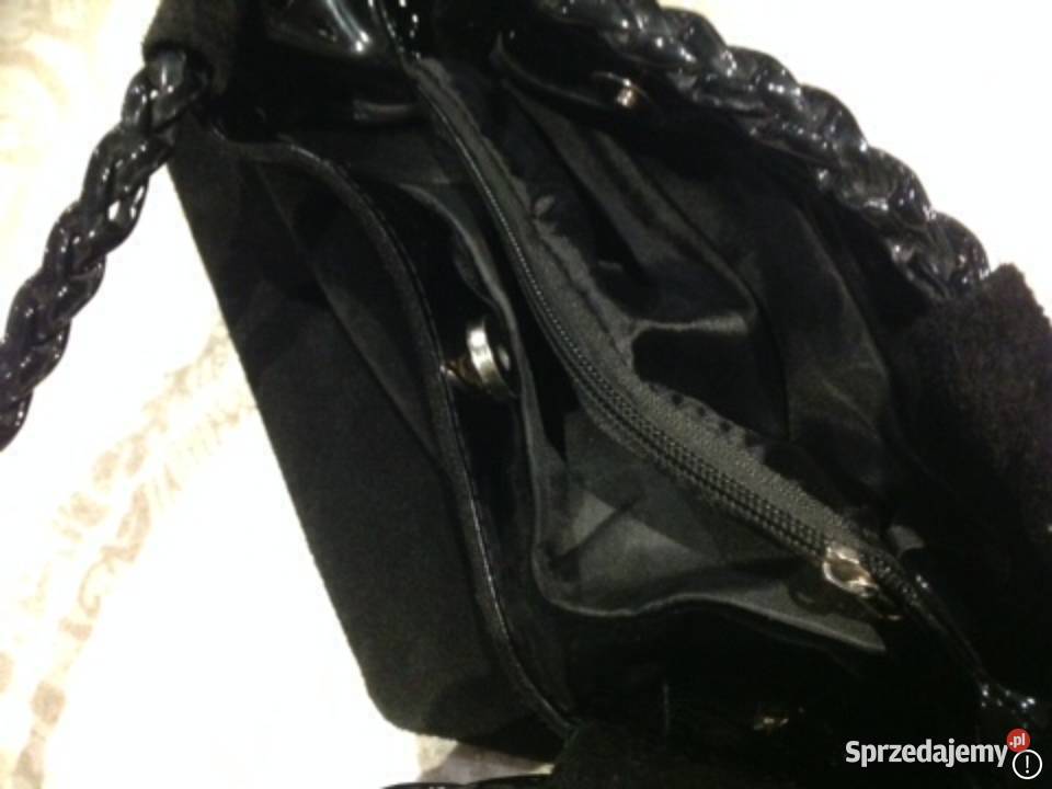 Torebka Czarna Skórzana Zamszowa Damska Nowa Sól