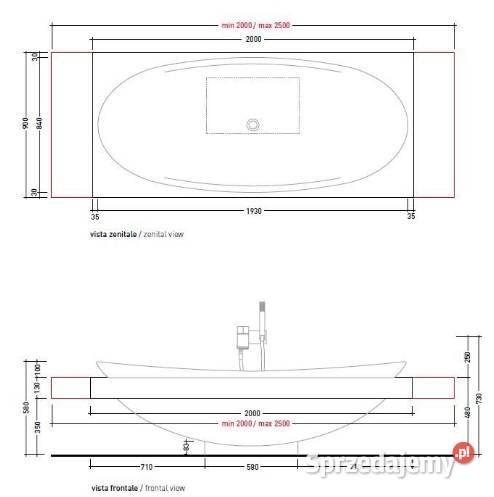 Wanna NOWA Flaminia IO Wanna 193x84 biała IO84 Piasek