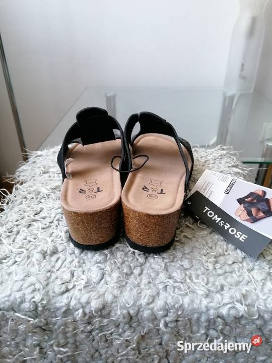 NOWE CZARNE SANDAŁY DAMSKIE TOMROSE R38