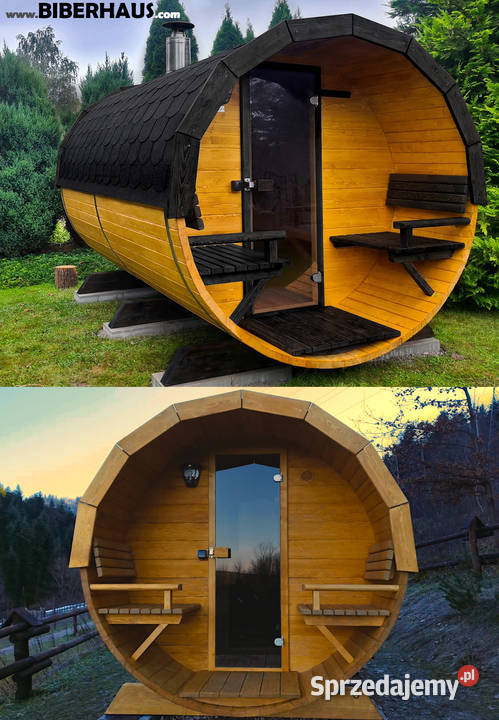 SAUNA Ogrodowa 300 PRZEDSIONEK zew Beczka 500L Nowy Targ