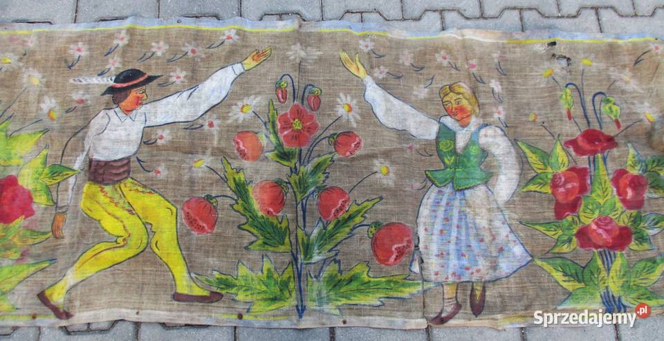 Stara Makata Tapiseria na Lnianym Szarym Płótnie mazowieckie Nieporęt