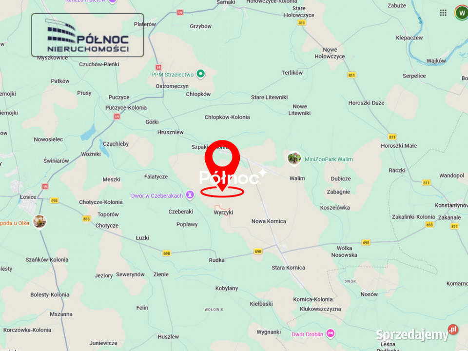 Działka rolno budowlana Wyrzyki pow łosicki