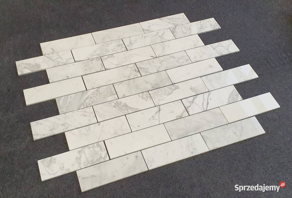 Mozaika Bianco Calacatta poler cegiełka Bielawa
