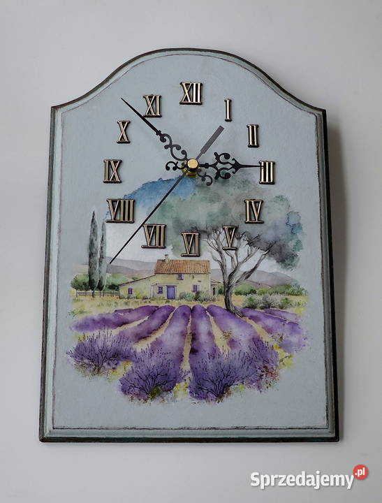 Zegar Ścienny Pezaż Prowansja pola Lawendy wielokolorowy Słupsk sprzedam