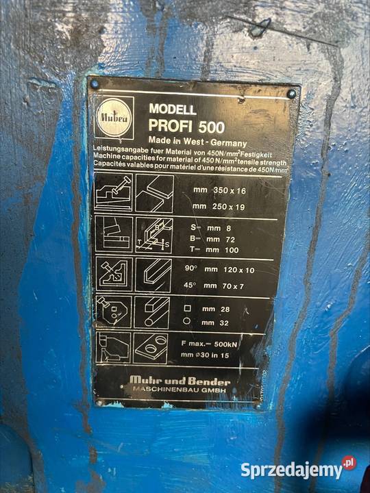 Hydrauliczna wykrawarka Muhr Bender Mubea PROFI Jelenia Góra sprzedam