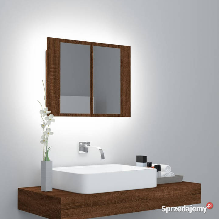 Szafka łazienkowa z lustrem brązowy dąb 60x12x45 Warszawa