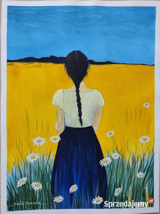 HORYZONT WSPOMNIEŃ Oryginalna akwarela nie print Biały Dunajec