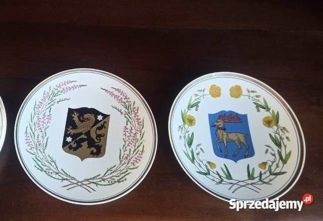 Talerz z herbami miast szwedzkich Gefle Sweden Gdańsk