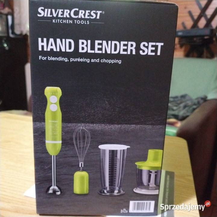 nowy blender ręczny w kartonie z instrukcją