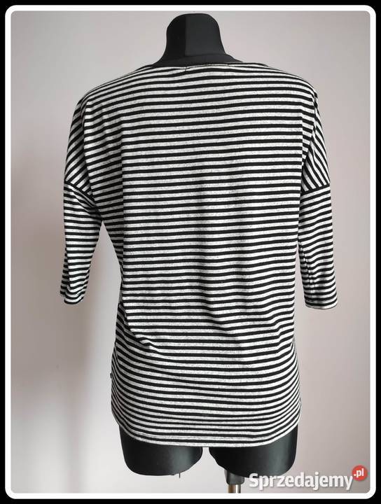 Reserved czarnoszara bluzka w paski oversize 38 Płock