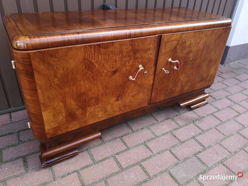 Komoda ARTDECO RTV Niska Orzech Stara Antyk Meble Antyki, Sztuka, Kolekcje wielkopolskie Swarzędz