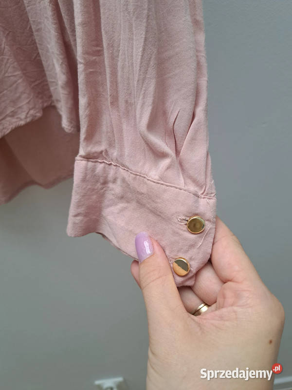 Pudroworóżowa bluzka Sinsay długi rękaw Bluzki i koszule Trąbki Wielkie