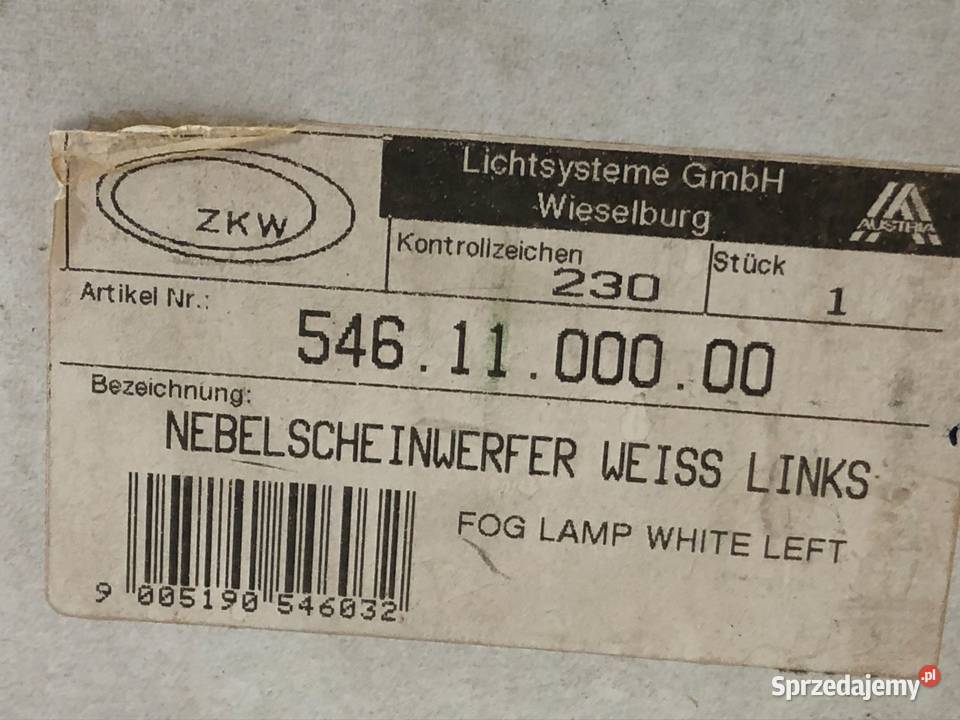 Vw Golf III Halogen lewy ZKW 54611000000 Made in sprzedam