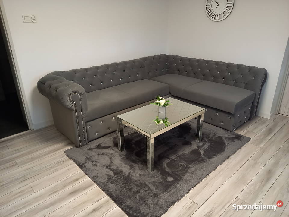 Narożnik pikowany chesterfield glamour z funkcją 80cm Pyzdry