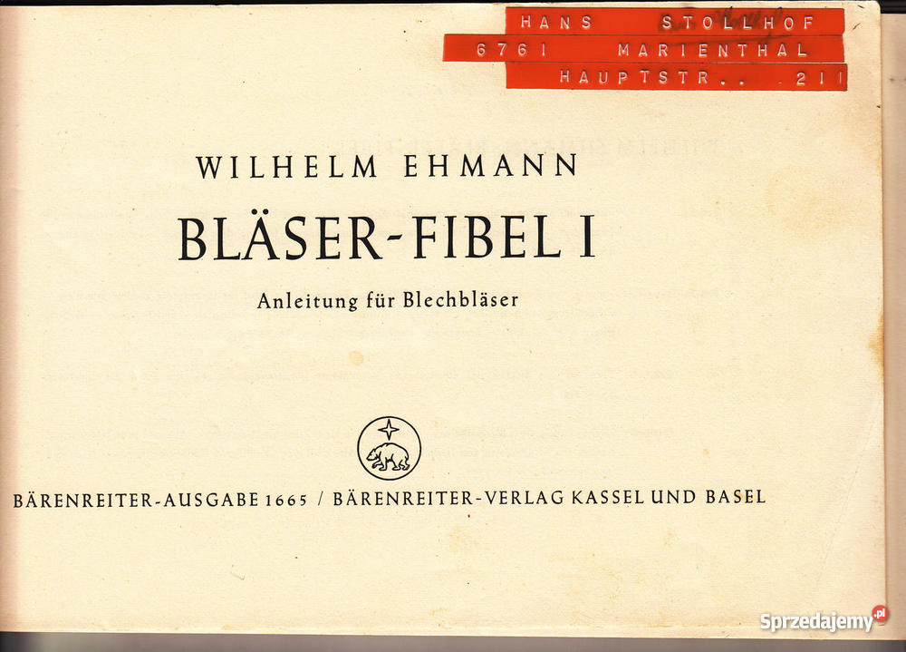Nuty na trąbkę Wilhelm Ehmann Blserfibel 1 Krosno