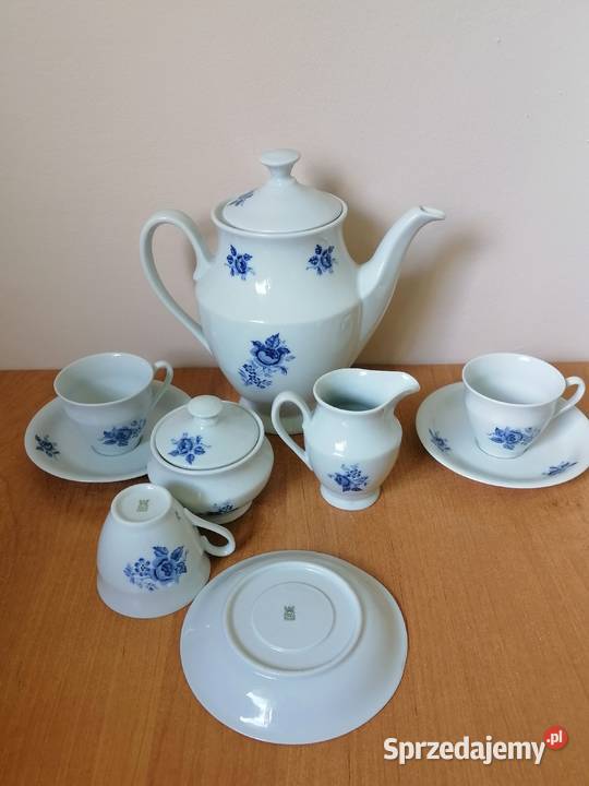 Serwis porcelanowy niebieski Wawel PRL Porcelana i szkło Wałbrzych