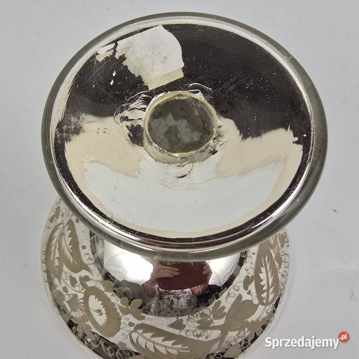 Puchar czarka szkło rtęciowe bauren silber Śląsk Bronisze
