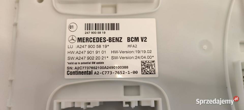 MERCEDES W247 MODUŁ KOMFORTU Układ elektryczny, zapłon sprzedam