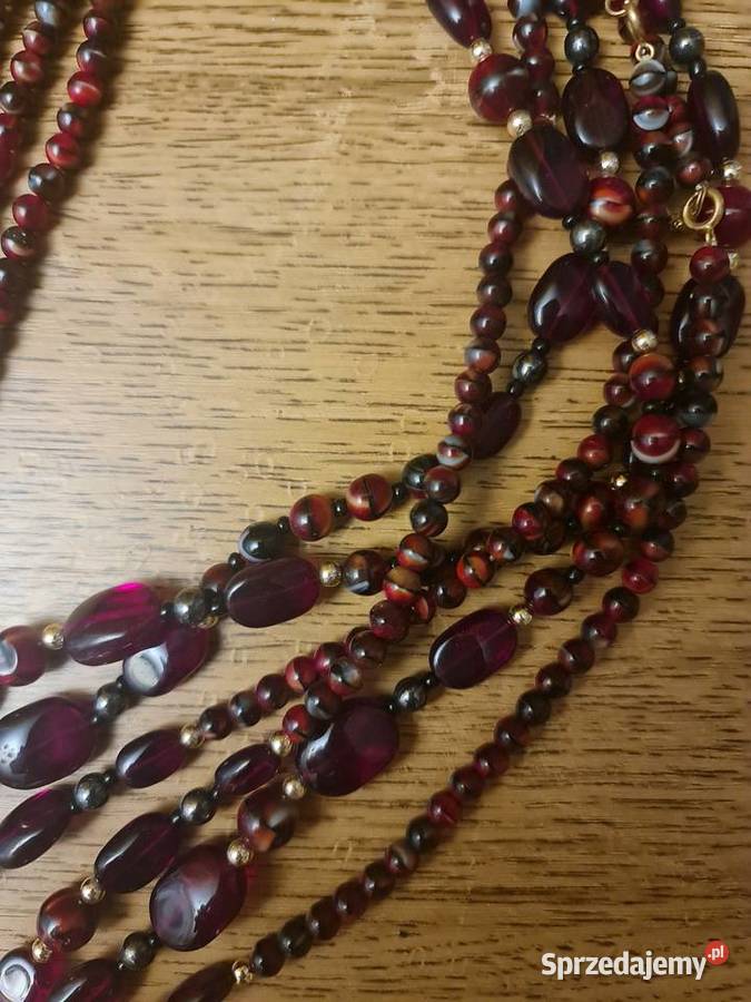 Naszyjnik z bordowych kamieni półszlachetnycb Katowice