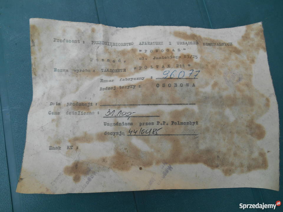 Taksometr Poltax 211 Nowy Kompletny