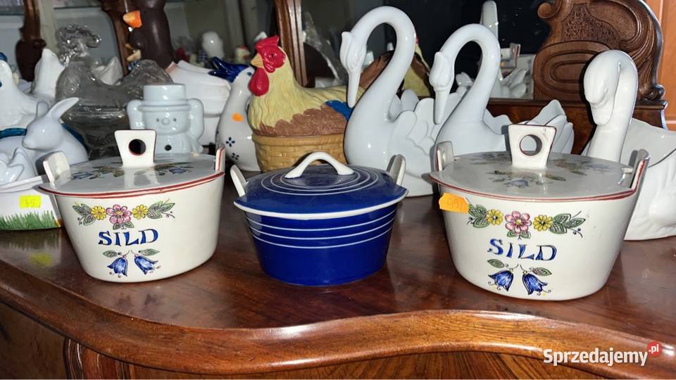 Puzderko pojemnik Na śledzie Sygnowany Porcelana i szkło Gdańsk
