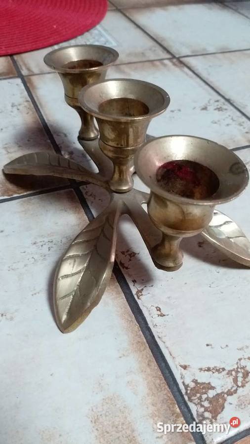 Mosiężny świecznik do salonuVintage Loft4 Gorzów Wielkopolski sprzedam