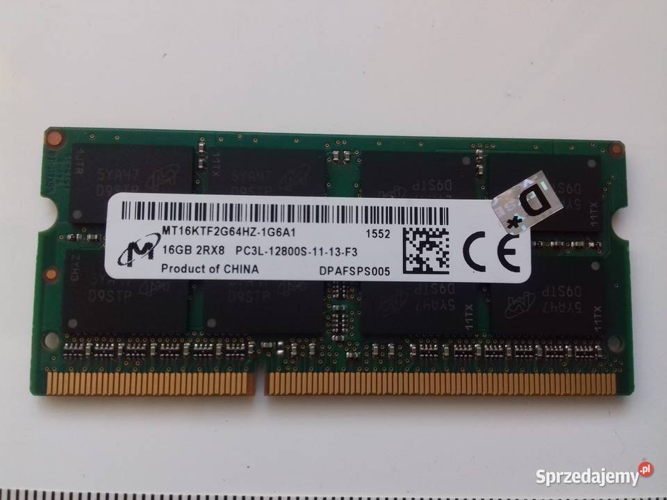Micron DDR3 16GB PC3L12800S SODIMM 135V Bydgoszcz