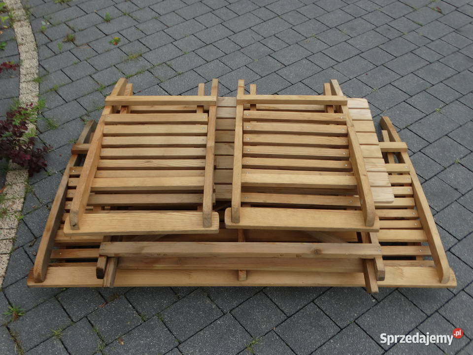 Składany zestaw ogrodowy stolik ławka i 2 72cm lubelskie Biłgoraj