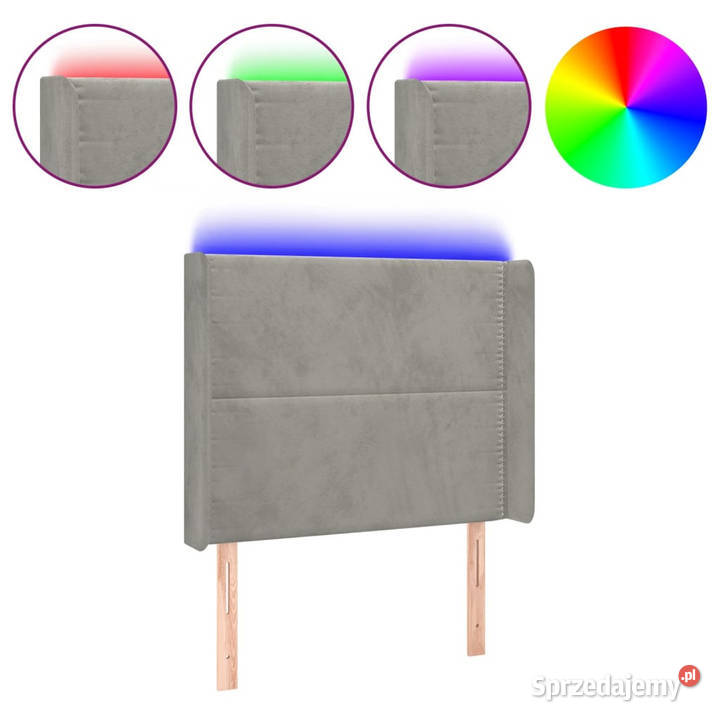 Zagłówek do łóżka z LED jasnoszary 93x16x118128