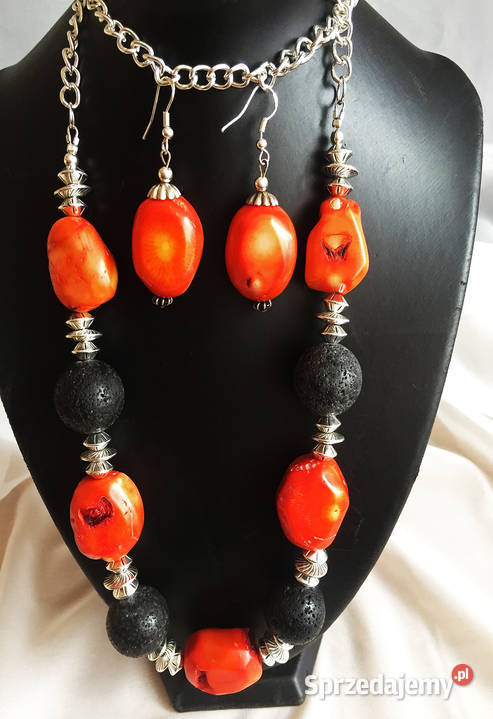 Naszyjnik z koralakoralowca i lawy wulkanicznej Łomża sprzedam