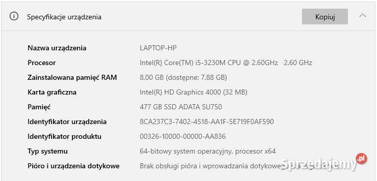 HP PROBOOK 4540S156i5 3230M8 GB Ram500 GB SSDWIN matowa