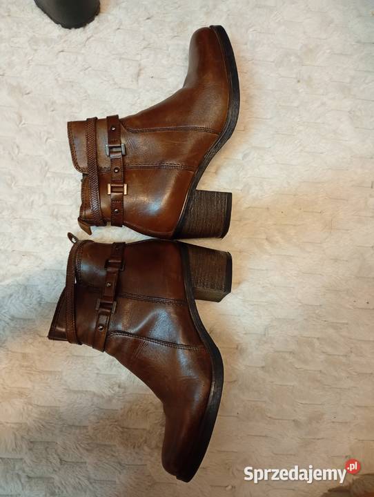 40 Real Leather wygodne brązowe botki biznesowe Kraków